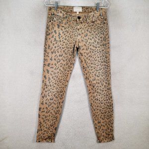 Current Elliot Denim The Stiletto Camel Leopard Stretch Skinny Ankle Jeans
